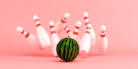 Watermelon strike with bowling