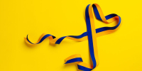 ukraine ribbon yellow background