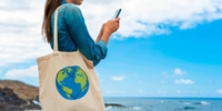 sustainability woman with organic sack