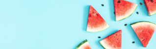 watermelon slices on blue background