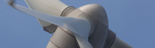 close up of a wind turbine