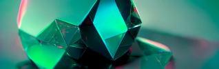 3d background with surreal glass diamond triangle pyramids objects