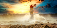 lighthouse on a rough sea