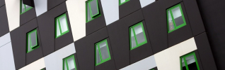 Modern unit design with distinctive green windows 925x290