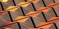 Metallic geometric panels in copper pattern 840x420