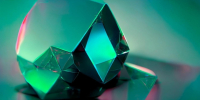 3d background with surreal glass diamond triangle pyramids objects