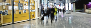 Shoppers walking in shopping mall