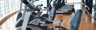 Row of exercise bikes in a gynasium