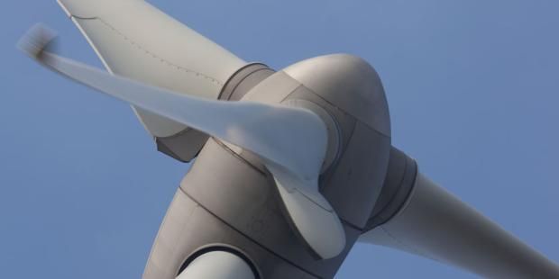 close up of a wind turbine