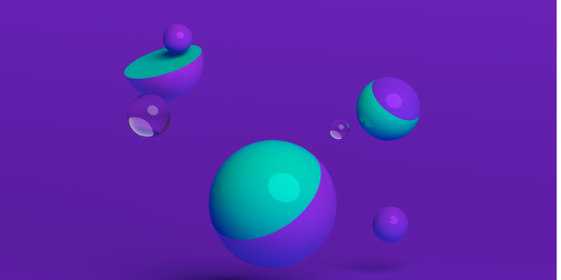 green balls on a violet background