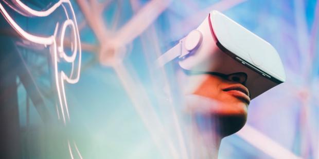 Girl wearing VR glasses