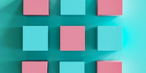 pink blue boxes blue background
