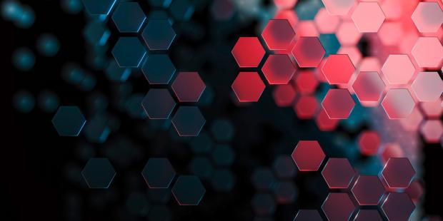 black and red hexagons