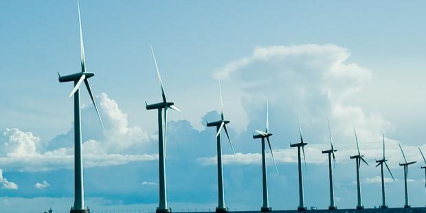 Row of wWind turbines