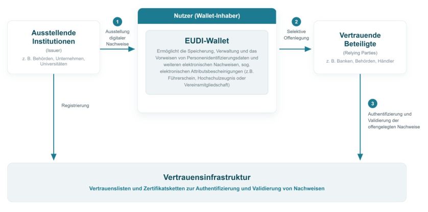Grafik zur Veranschaulichung des EUDI-&Ouml;kosystems