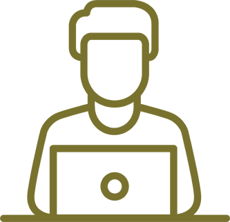 pictogram of person sitting at a laptop