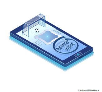 Football in a net on a phone