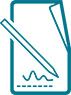 pictogram of pen wrting on paper