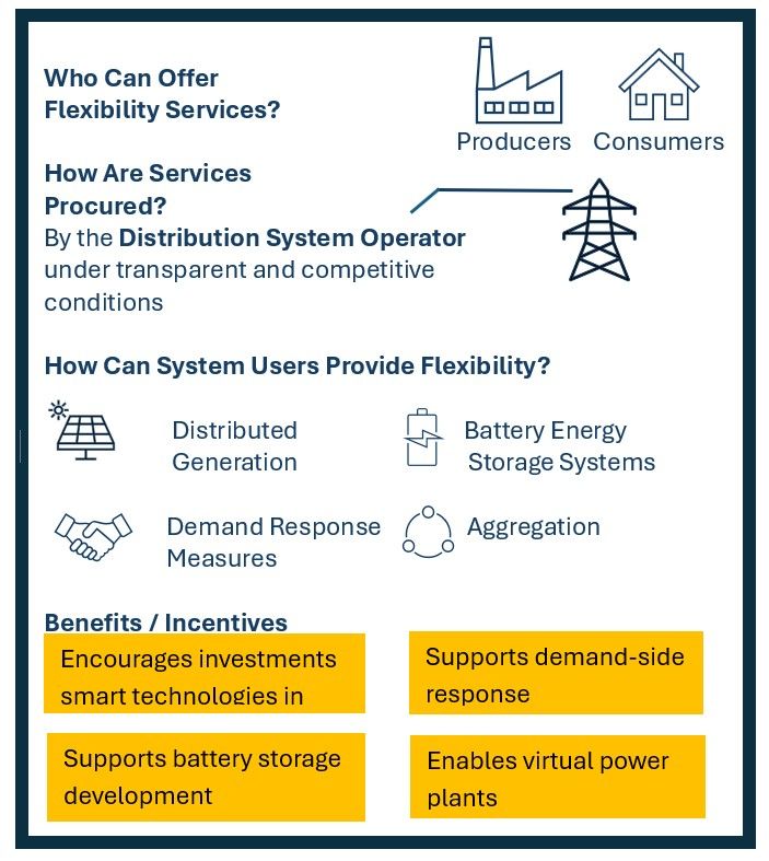 Picture 5 Main elements of flexibility services under Draft Law 12087-d