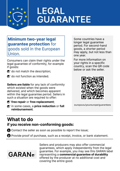 Legal Guarantee: EU harmonised notice
