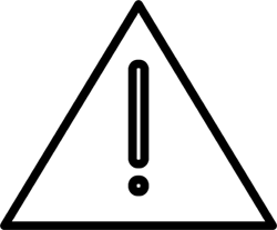 pictogram of an exclamation mark inside a triangle