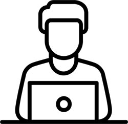  pictogram of a person sitting at a PC