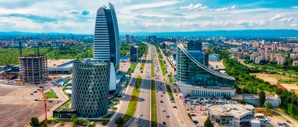 Skyscrapers in the business district of Sofia, Bulgaria