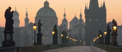 Czech republic Prague, Charles bridge at dawn