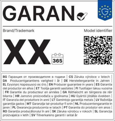 EU harmonised label: guarantee information