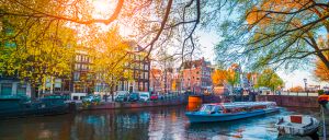 Spring scene in Amsterdam city